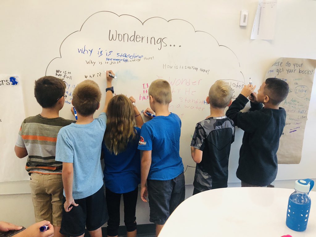 MrsFinnersonSES's tweet photo. The power of learning together makes us all better! I was inspired by @heidi_greer at our PLC yesterday to wonder and inquire with my kiddos this morning! 💭❓#SESexplorers @SoutheasternEl1 https://t.co/mumlClFWbD