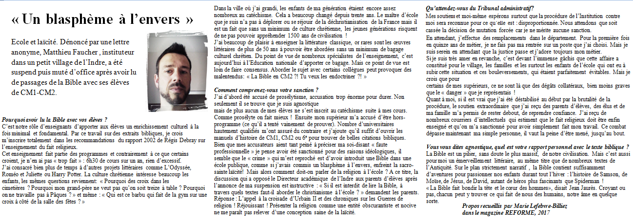 Un instituteur sanctionné après avoir fait étudier des passages de la Bible à ses élèves - Page 3 EDAiWcaXoAIdSr4