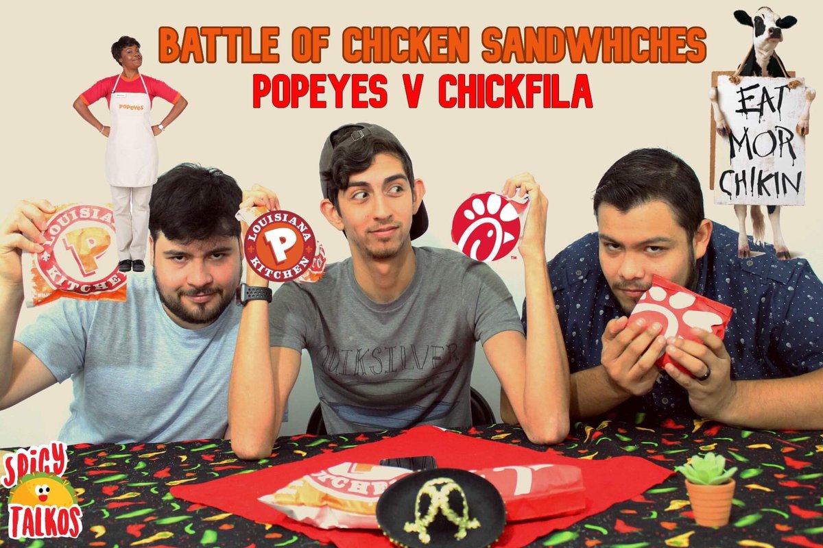 SpicyTalkos's tweet photo. Battle of the Chicken Sandwiches #Popeyes V #ChickfilA  
Tell me y’all have tasted these chicken sandwiches! 

#ChickenSandwichWars #ChickenSandwich #MyPleasure #LousianaFast #SpicyTalkos #podcast #YouTube

https://t.co/GpdPCjJTSx https://t.co/1jDbPLTrPG