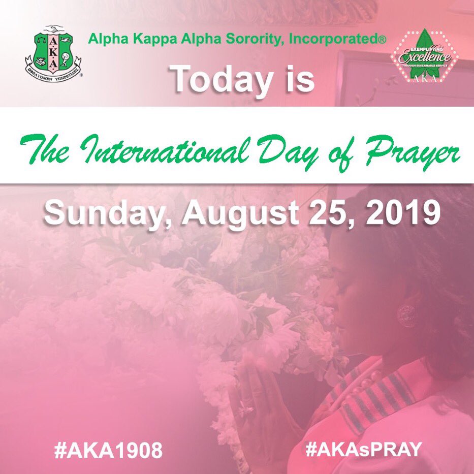 UTSA_AKAS's tweet photo. Sunday, August 25th, Alpha Kappa Alpha observed International Day of Prayer, where our members worshipped together as a sign of solidarity. OT prays for peace in this world and covering for our sisterhood and the work we perform in service to all mankind. 🙏🏽💕💚 https://t.co/Z0vQrA4UDm