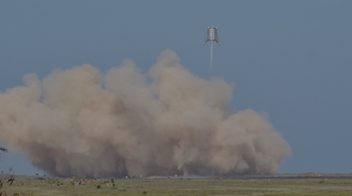 Erdayastronaut's tweet photo. I was hanging out in Texas, and just happened to see this water tower flying through the sky with a methane powered full flow staged combustion cycle engine producing beautiful blue shock diamonds... did I just see that @elonmusk ?! Congrats @SpaceX! 4k Slow Mo coming tonight! https://t.co/bpq4WTtlFc