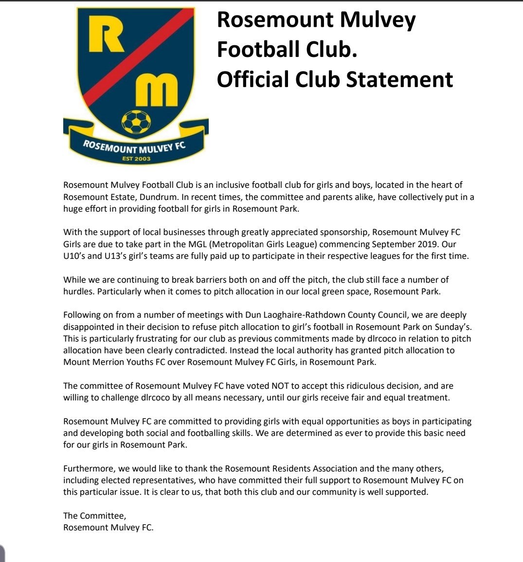 RosemountRes's tweet photo. @dlrcc @dlrSportsTeam looks like your own sports documents and policies dont apply when it comes to Rosemount. 
@rosemountmulvey @JeremyDixonDJ @Shane_RossTD @DublinLive @ShayBrennan @cathmartingreen @Lettiemccarthy @DeptJusticeIRL @DublinGazette @CllrOBrien https://t.co/L6O7xFUDbh
