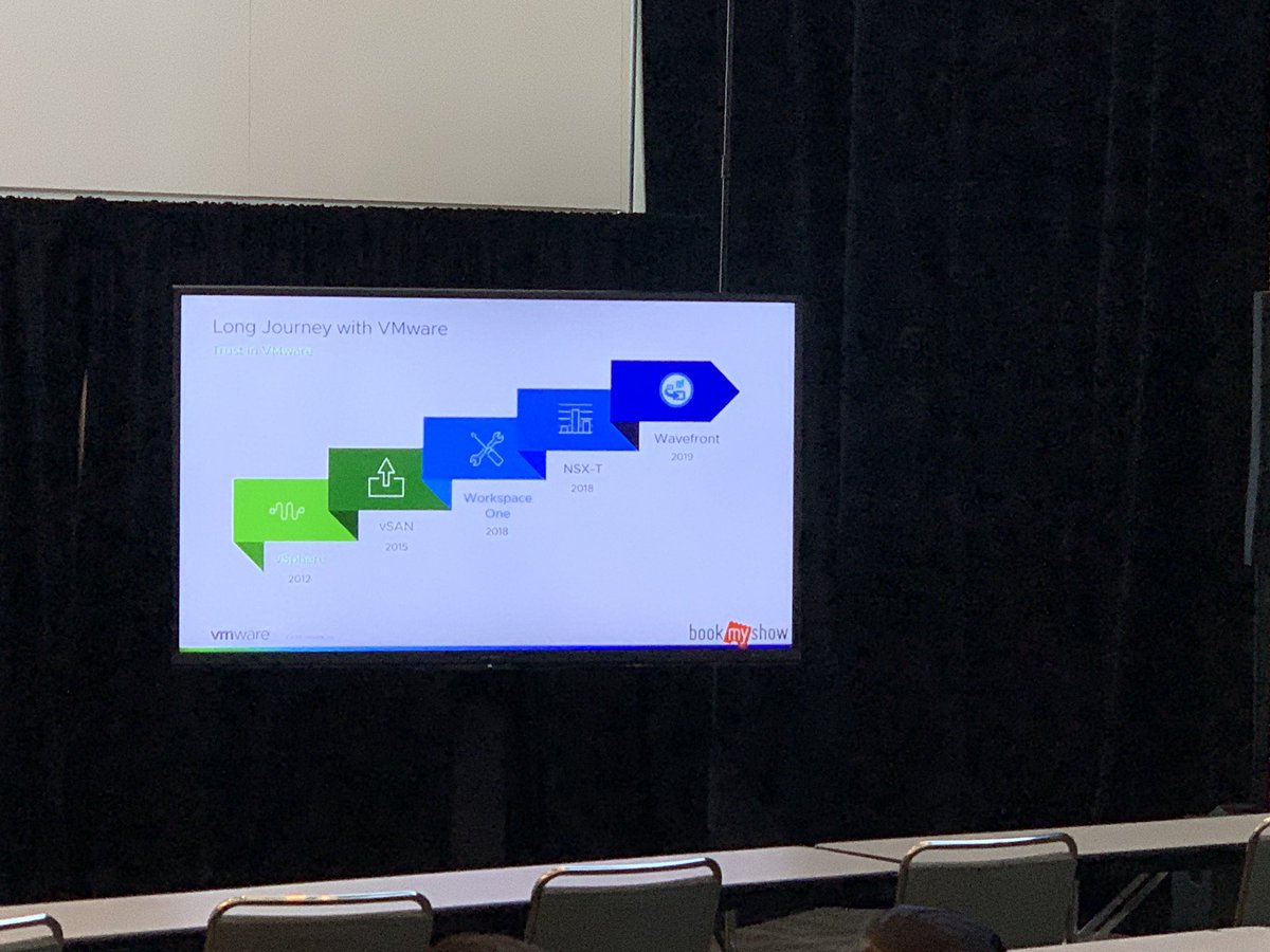 sushantdewan's tweet photo. At @VMworld , @bookmyshow showcasing power of @WavefrontHQ to handle its massive scale (millions of tickets sold per second) #observability #monitoring #metrics #realtime https://t.co/jSTv0gp69F
