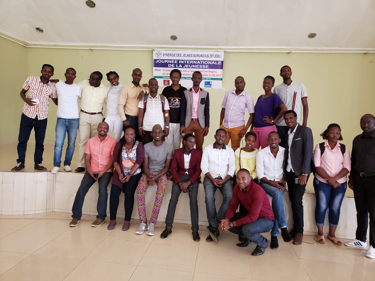 SYJEBurundais's tweet photo. Une jeunesse unie, une force pour la nation. Tous ensemble, disons non à l'usage abusif des drogues &amp; stupéfiants, les grossesses non désirées et luttons contre le VIH/SIDA. Oasis of peace, Kigali, 11 Août 2019, Jrnée Int'le de la jeunesse https://t.co/hkd2V9sG3B