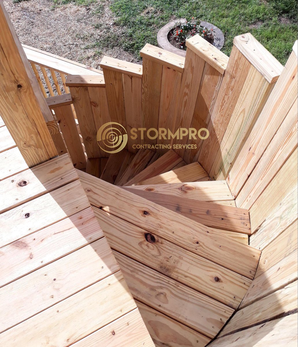 mystormpros's tweet photo. The first photo is the what the tornado debris left (the before)...
Then look at these fantastic after photos of the new deck &amp; debris removal that StormPro &amp; local contractors made possible for one of our Customers 😁#stormpro #jcstrong https://t.co/nR04swmmUC