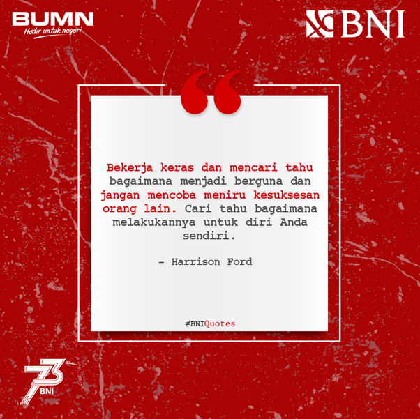 Nasib tiap orang berbeda, jangan samakan jalan hidupmu dengan orang lain. Jalanilah hidup dengan caramu sebaik mungkin. #BNIQuotes
