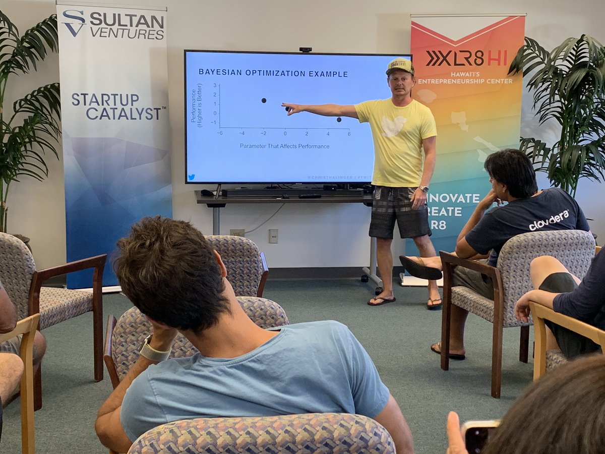 XLR8HI's tweet photo. We had a great time learning about #graal and #MachineLearning from @Twitter’s @christhalinger!
#startupparadise #xlr8hi #sultanventures https://t.co/uPG9RyROv7