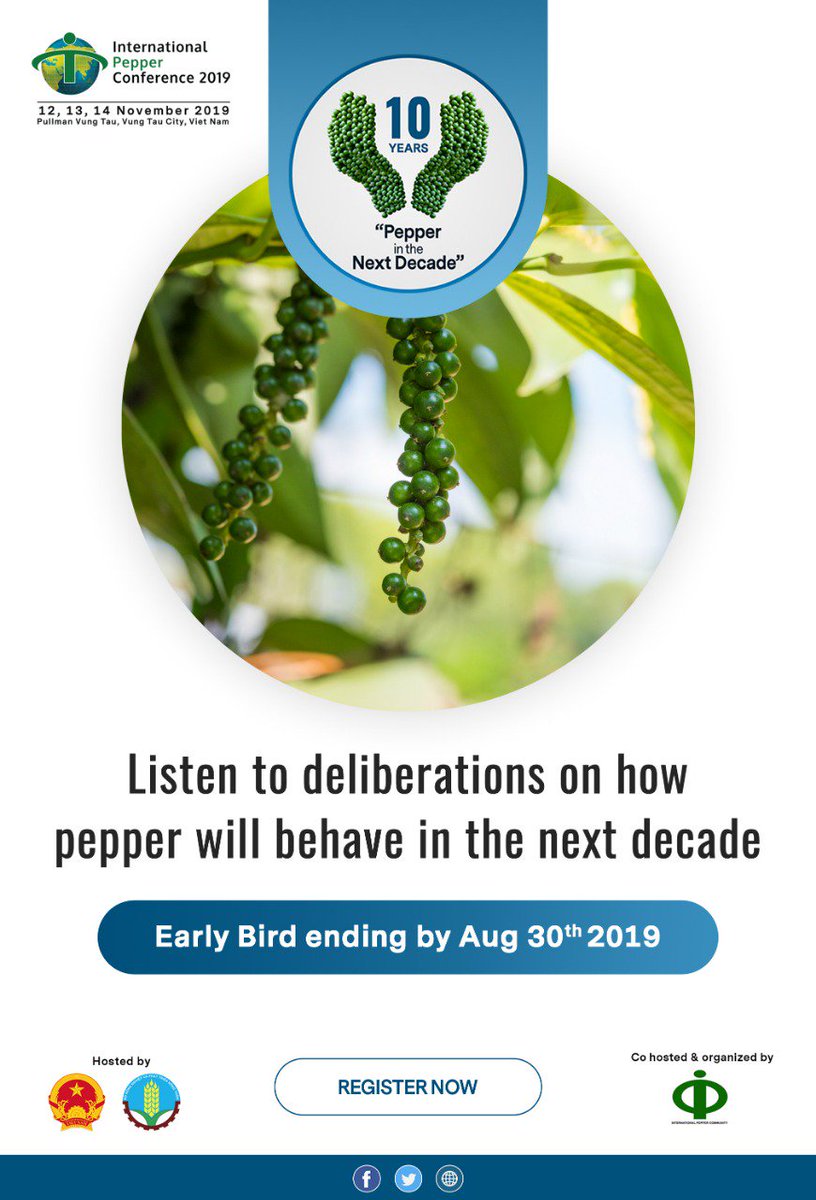 CommunityPepper's tweet photo. https://t.co/1S5YMF7vAr
https://t.co/DZahXpo5pS
https://t.co/HlExCtM4Ga

#IPC2019 #Internationalpepperconference2019 #ipc2019 
#event #network #pepper #IPC #VietNam #conference
#Pepperinnextdecade #10years #Nov2019 #registernow #Earlybirdoffer https://t.co/o2zIxbrYcN