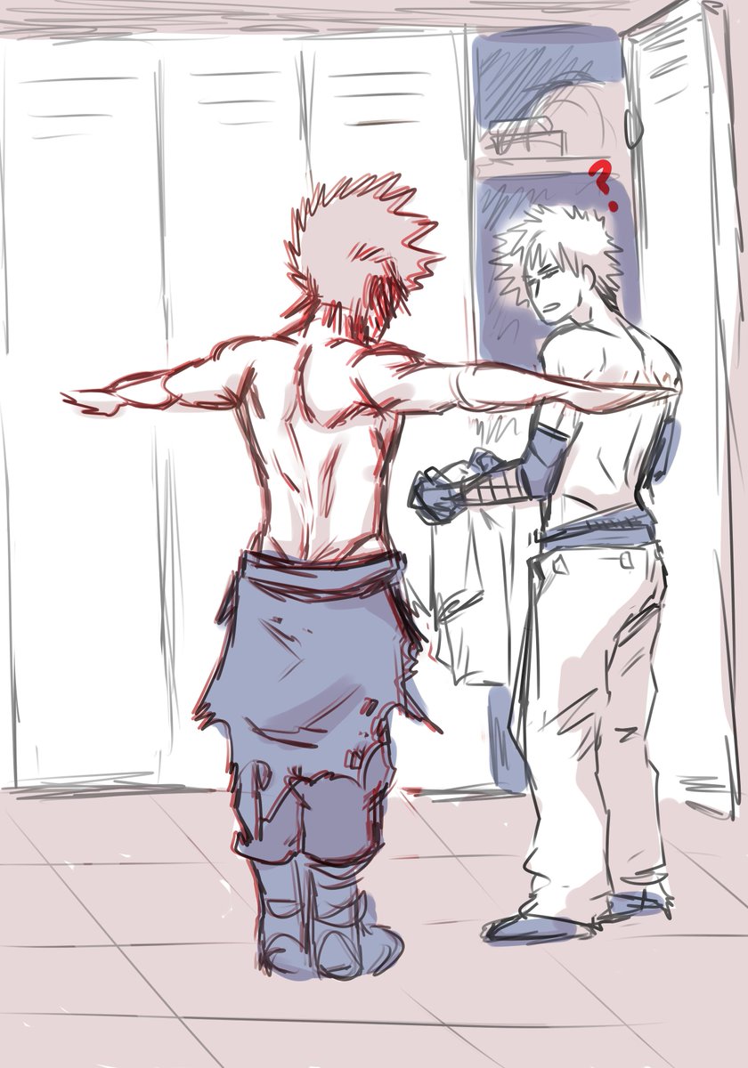 BranBranDio1's tweet image. warm up sketch for the night is #kiribaku t posing for dominance
