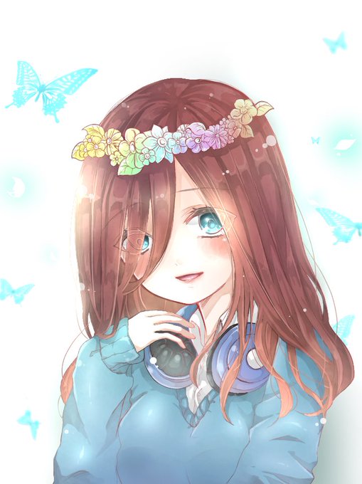 なまハムさんがTwitterに投稿した中野三玖(五等分の花嫁)のイラスト。