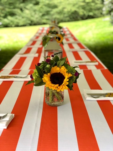 PBSEvents's tweet photo. Cabana striped linens in pumpkin and white. For when it's still summer but it feels a little like fall. https://t.co/WKqSuCZQkd