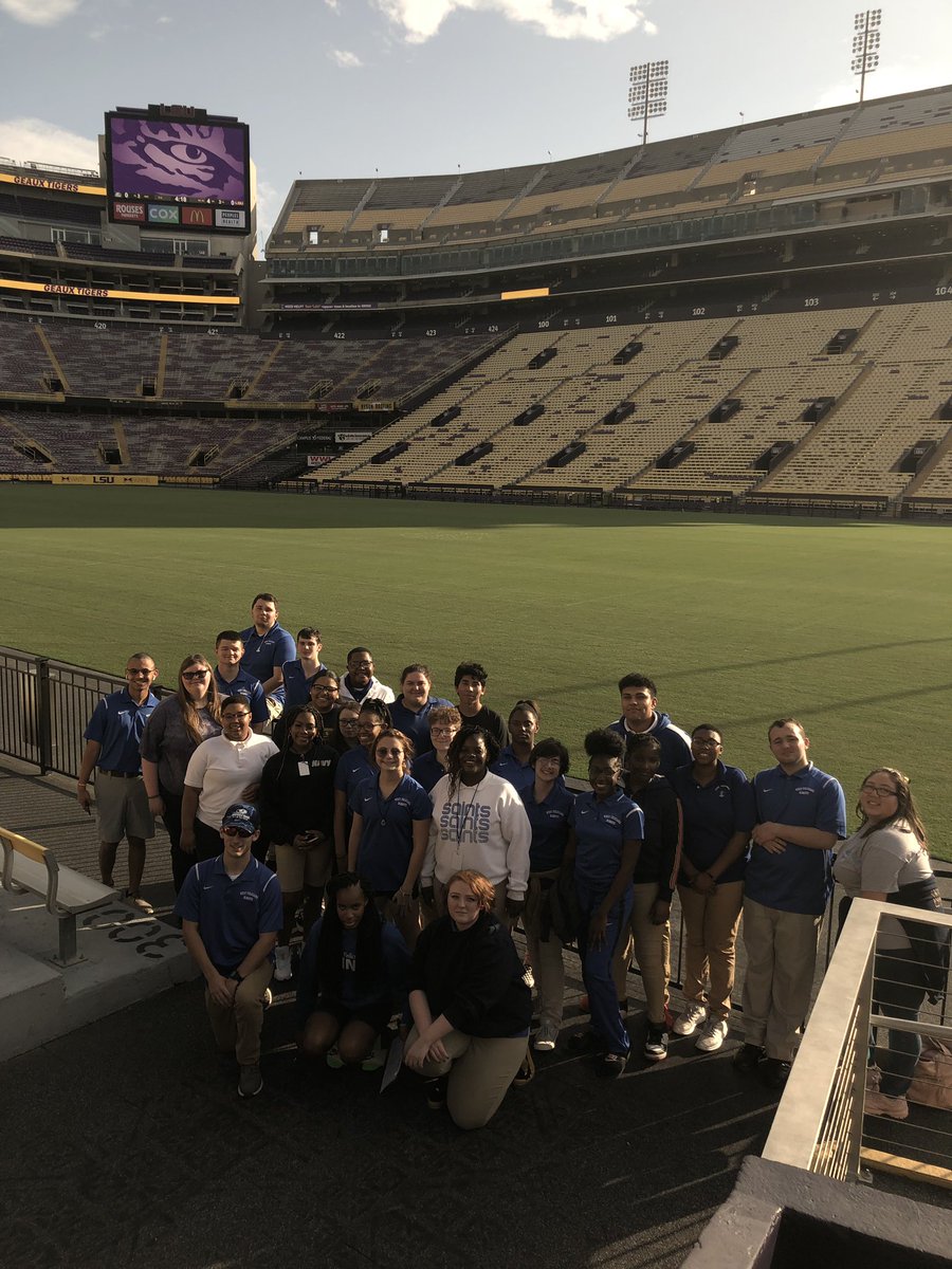 WFHS_NJROTC's tweet photo. Happening right now....your favorite cadets have landed in Tiger Stadium!  #GeauxSaints #GeauxTigers #LSU https://t.co/dJiVzwLF8H