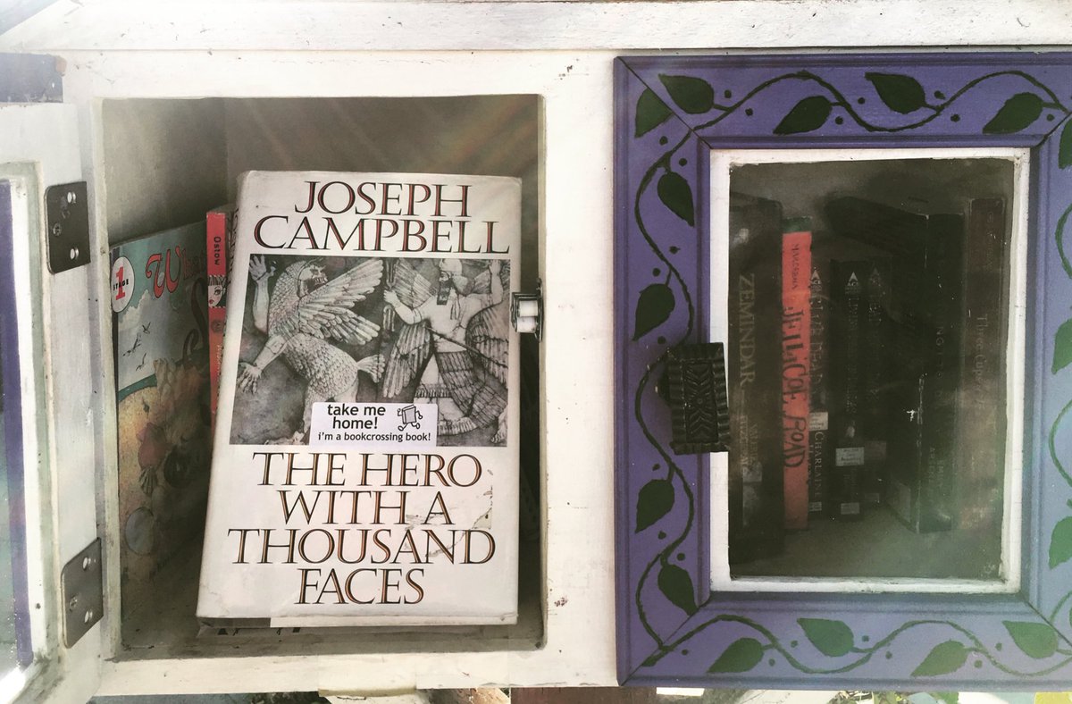 New today in the little library. #bookcrossing #booksinthewild #josephcampbell #theherowithathousandfaces