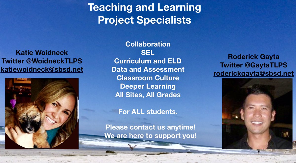 RoderickGayta's tweet photo. Katie and I are so excited to kick off the school year! Reach out anytime, SBSD! @WoidneckTLPS @SolanaBeachSD #sbsdedu #SEL #YouMatter #projectspecialists https://t.co/qvKQ71HNun
