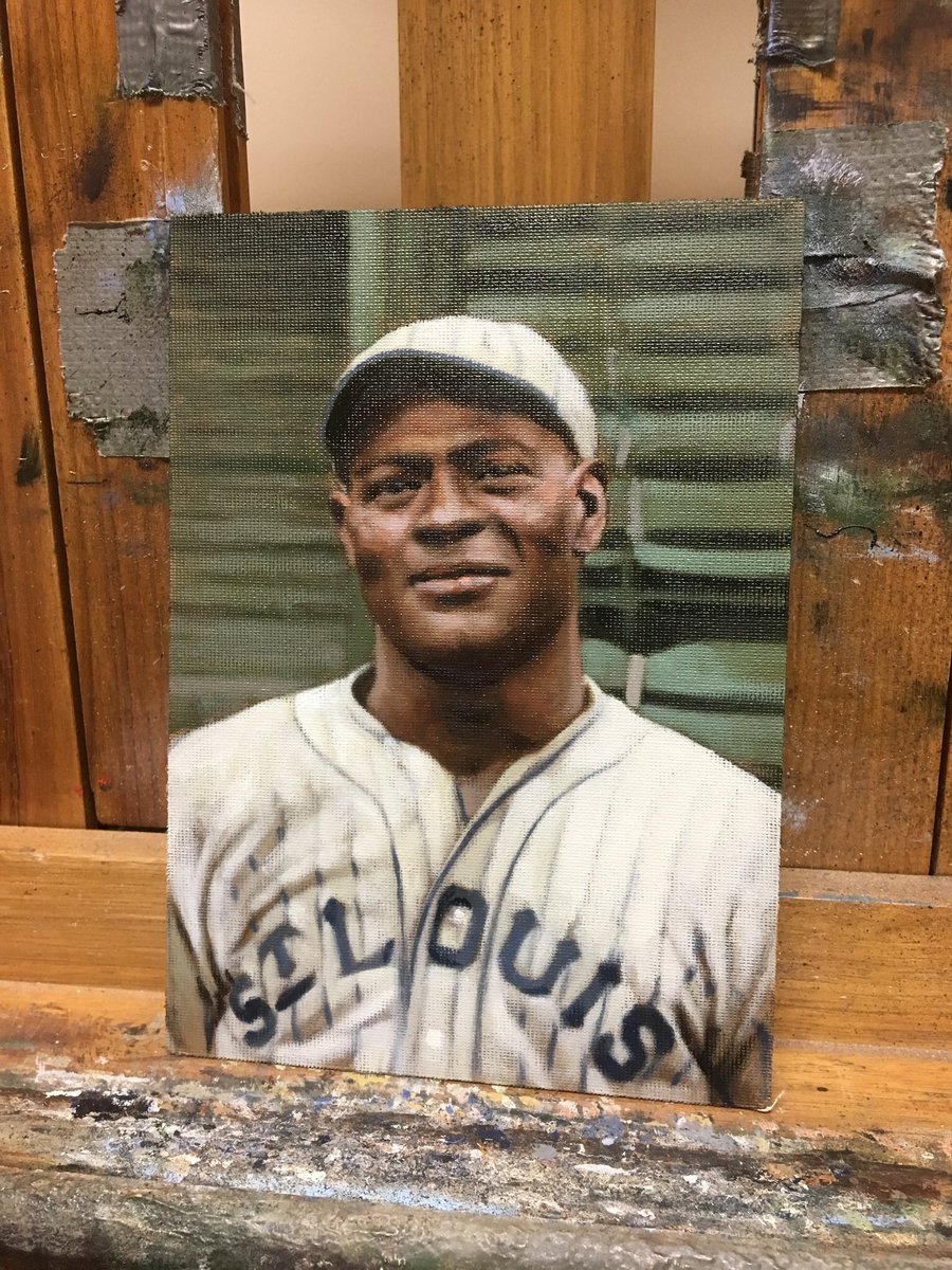 Finishing up a small portrait of the great Bill Gatewood with the St. Louis Giants.