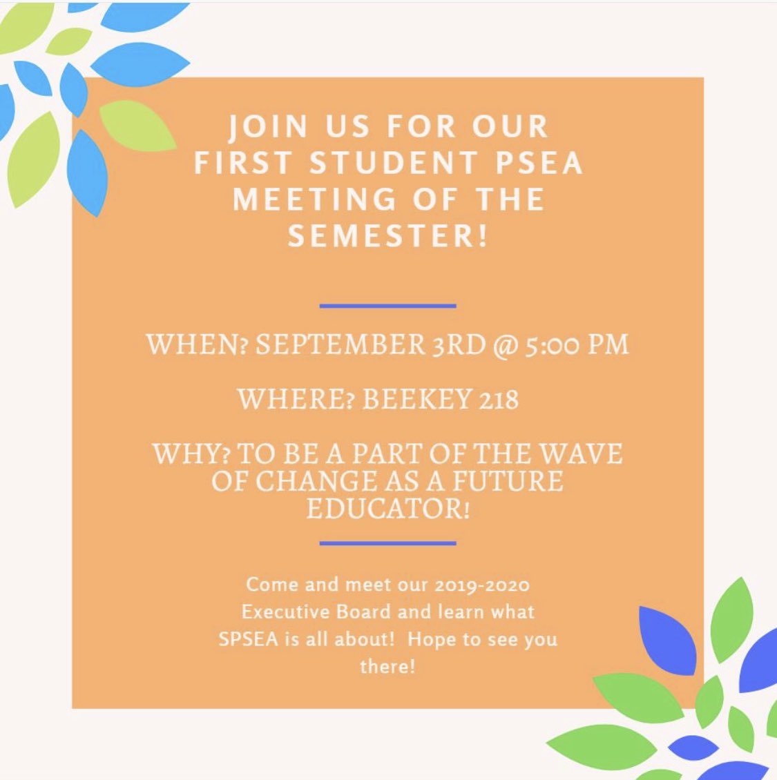 kuspsea's tweet image. Hi everyone!  Welcome back to KU for another amazing year!  We hope everyone can join us for our first meeting of the semester!  You’ll be meeting the new Executive Board and learning what SPSEA is all about!  We hope to see you there! ☀️☀️☀️