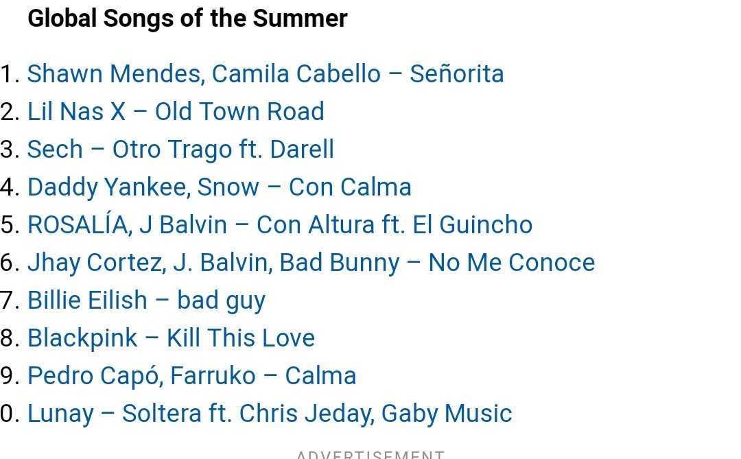 Summer Songs Chart