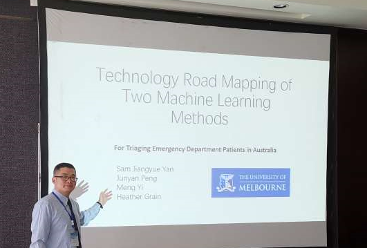 gehcollab's tweet photo. Sam Jiangyue Yan presenting: "Technology Road Mapping of Two Machine learning Methods for triaging emergency department patients in Australia" at 2019 International Conference on Pattern Recognition and Artificial Intelligence,Wenzhou China. #ehealth, #healthIT, #MachineLearning https://t.co/8VVxxCky19