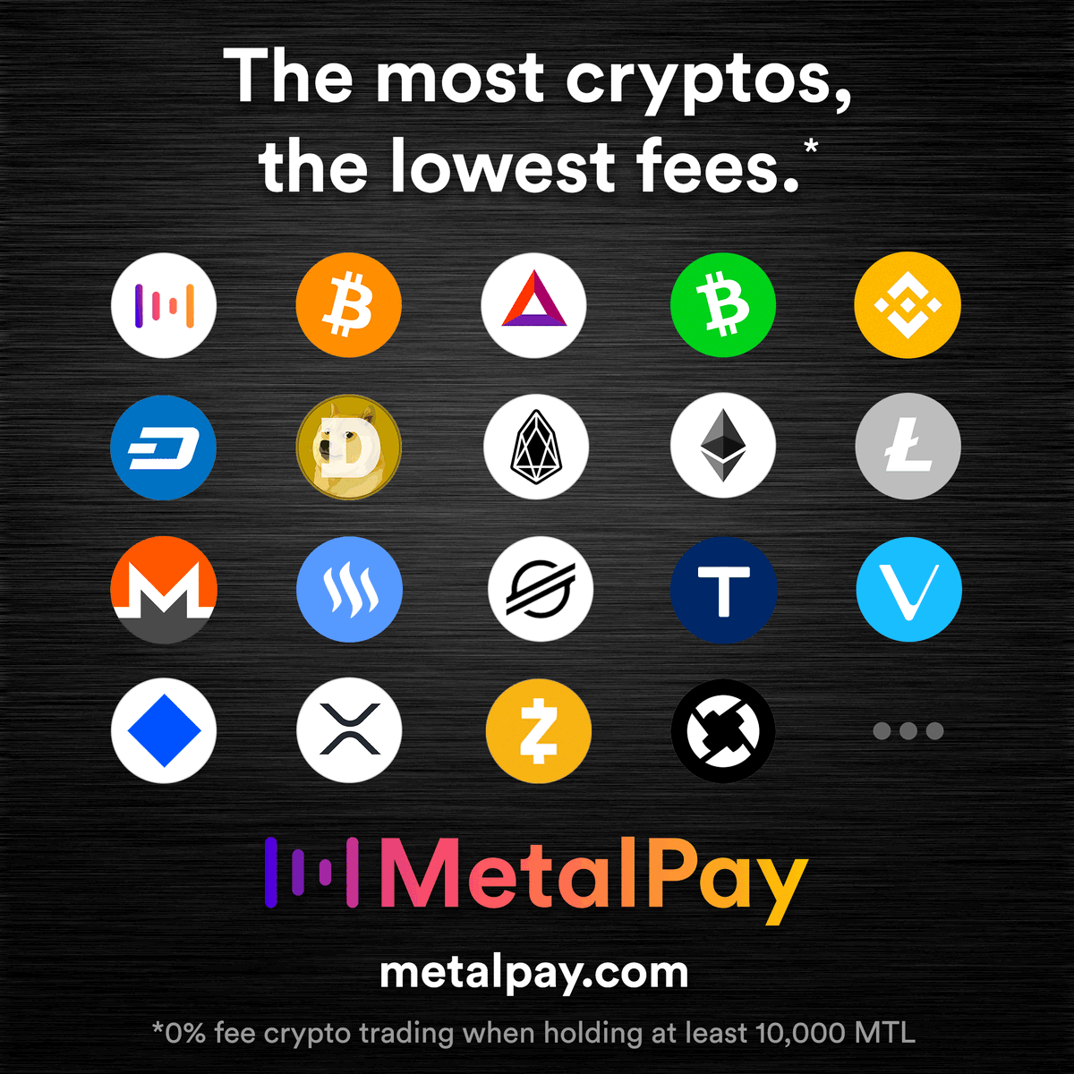 metalpaysme's tweet photo. Our new fee structure begins September 9th, and offers fee reductions for holding as little as 50 MTL, and 0% fees for holding at least 10,000 MTL! Trade crypto for the lowest fees in the industry, only on Metal Pay. https://t.co/ojOnrcPnOD