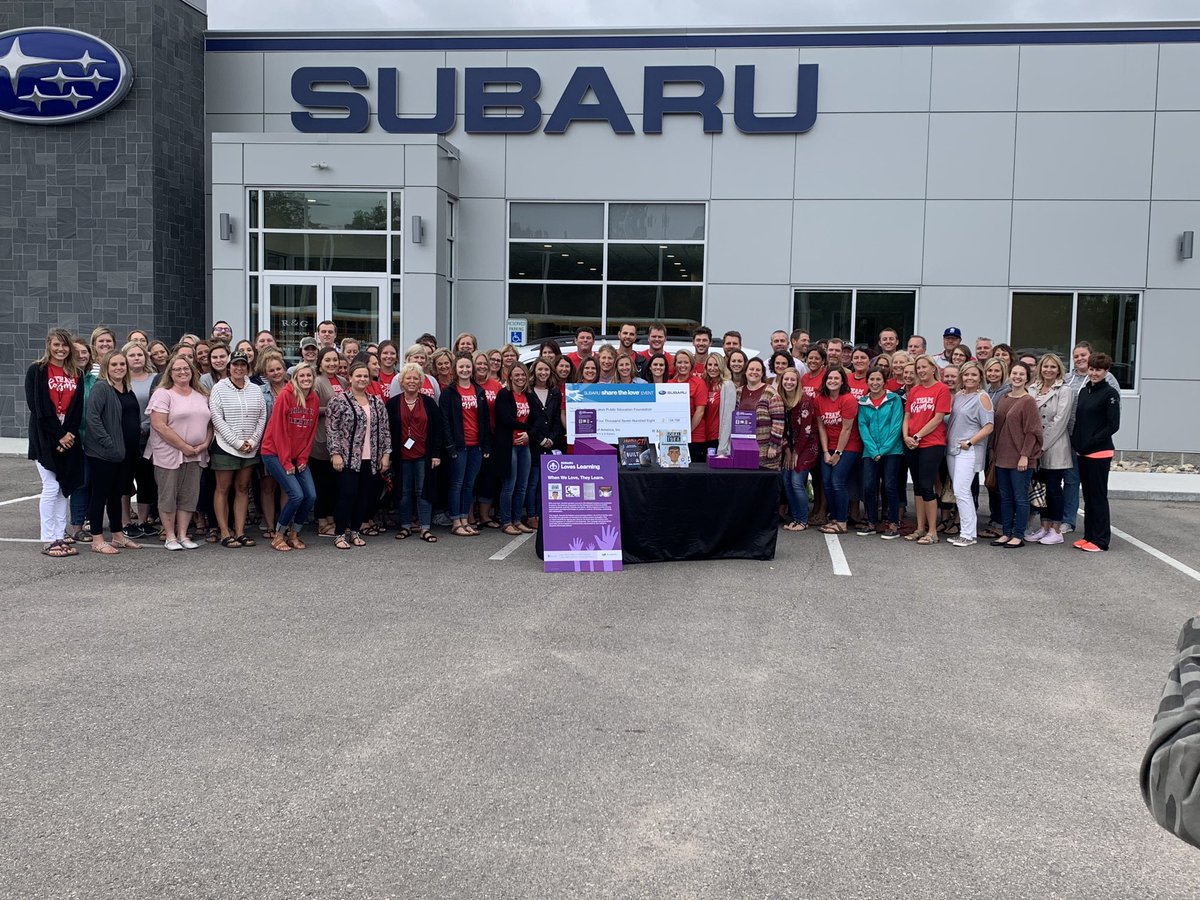We are lucky to have such great local businesses that support our schools! We loaded up two buses to say “Thank You” to R&amp;G Subaru for their generous donation of nearly $25,000 to our two elementary schools! #DLSchools#ShareTheLove <a href="/subaru_usa/">Subaru</a>
