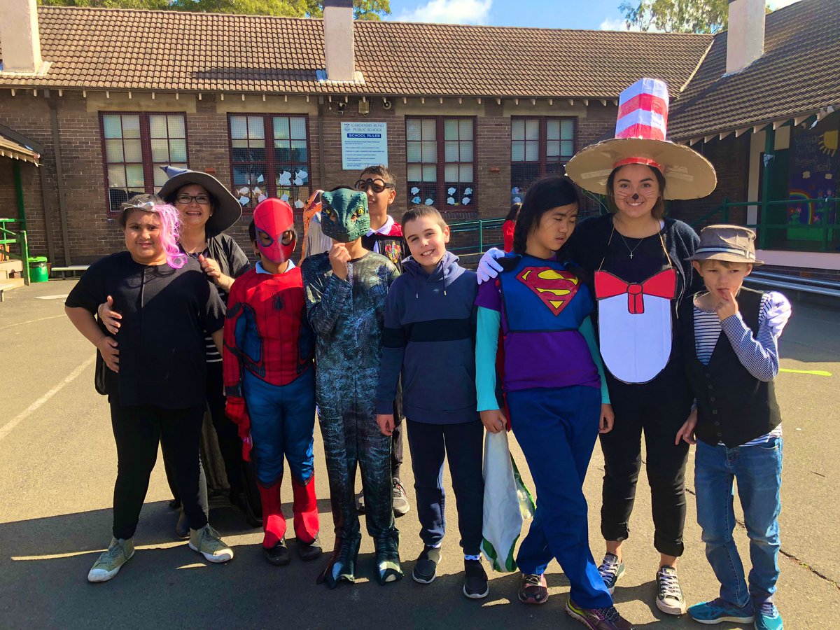 Miss_SGomez's tweet photo. Getting into the spirit of #BookWeek with my beautiful class! Had so much fun at the book parade showing off our character costumes!! 🤡🤖👾#ACUedu_p #educhat https://t.co/J55ZkXfDG1