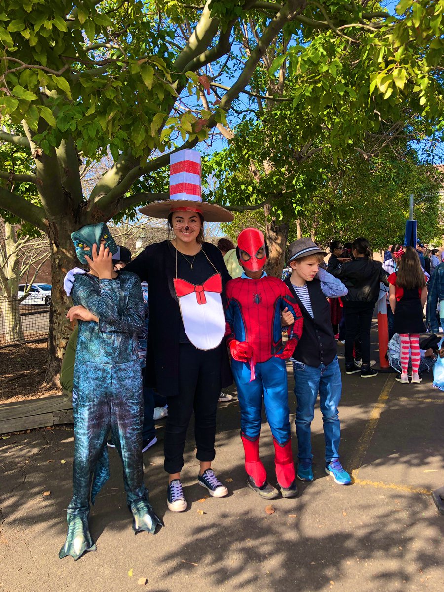 Miss_SGomez's tweet photo. Getting into the spirit of #BookWeek with my beautiful class! Had so much fun at the book parade showing off our character costumes!! 🤡🤖👾#ACUedu_p #educhat https://t.co/J55ZkXfDG1