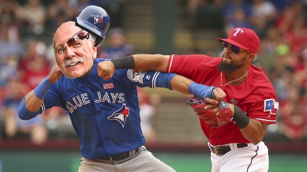 RealFakeBJs's tweet photo. @Mylograms may have got his ass kicked by the Rangers manager, but Toronto won the game! #GetJayed https://t.co/fihBIB4MXB