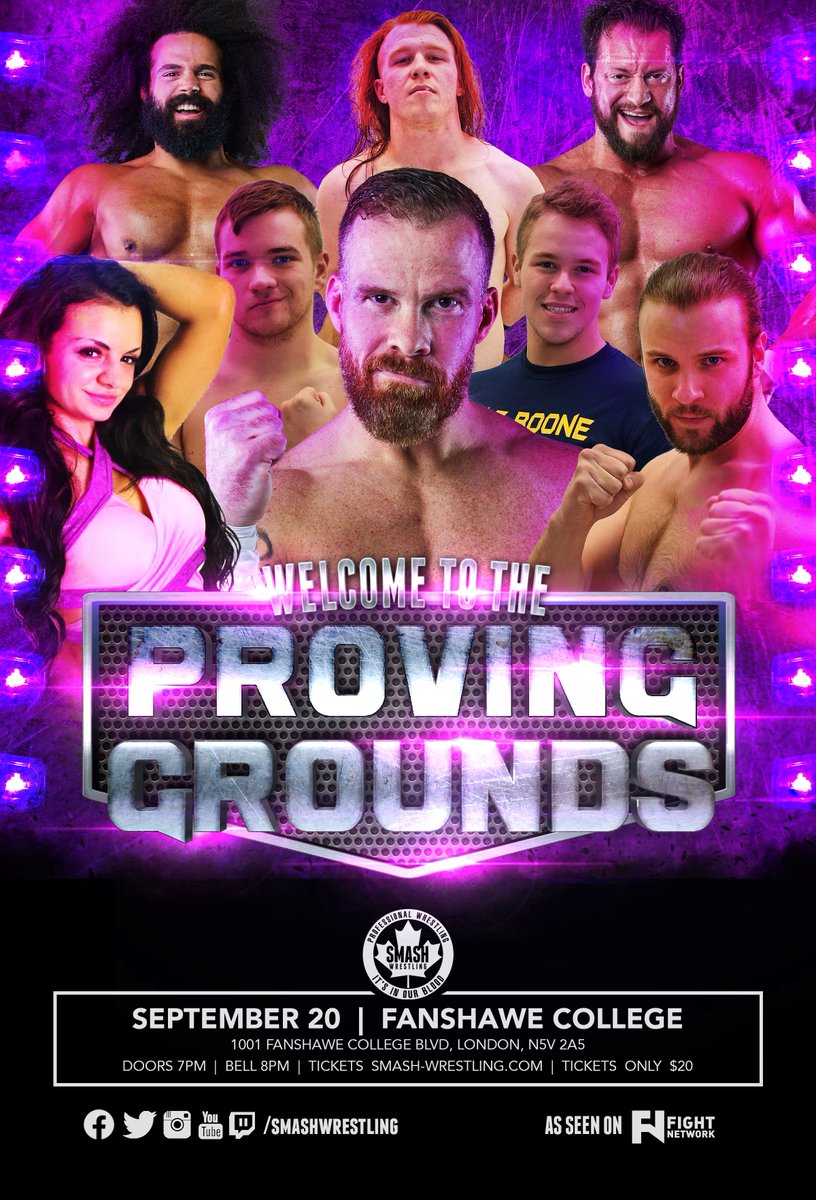 Smash Wrestling returns on September 20th with Proving Grounds at Fanshawe College!

Tickets are available now - smash-wrestling.com/product/provin…