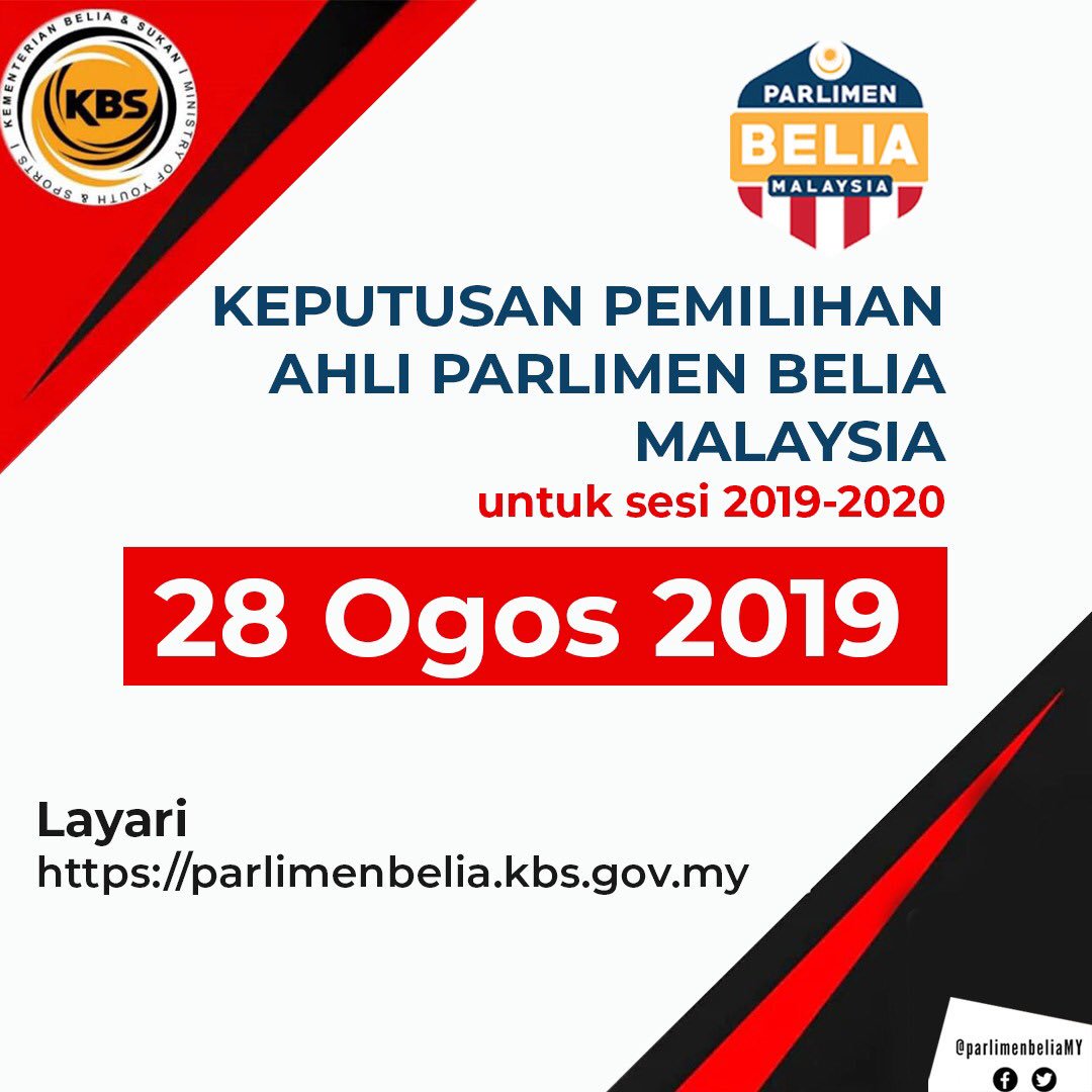 Pengumuman Keputusan Pemilihan Ahli Parlimen Belia Malaysia untuk Sesi 2019 - 2020