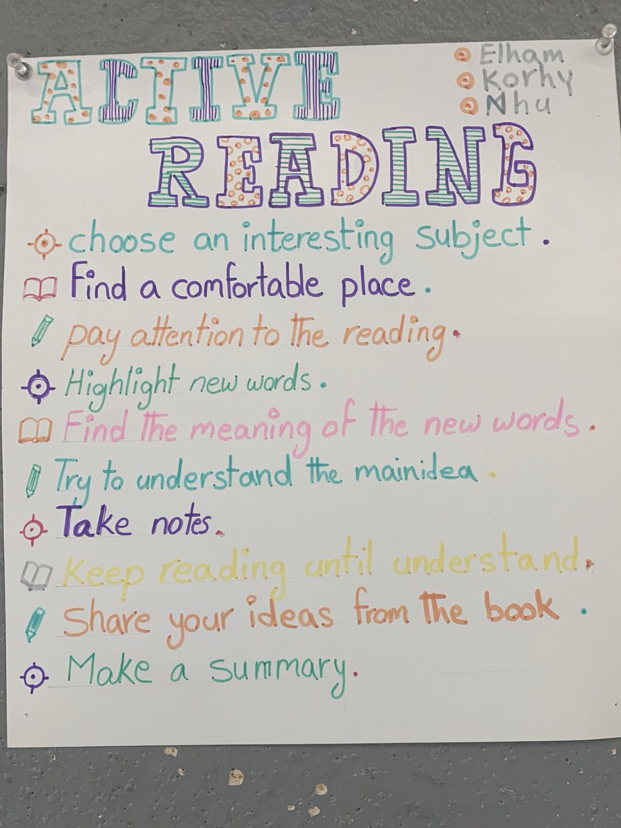 sdmesa's tweet photo. ELAC145 students working on steps to active reading. They did a great job incorporating their background knowledge and creativity, as well as applying grammar in context -action verbs and parallelism. https://t.co/AFO8hjLoIl