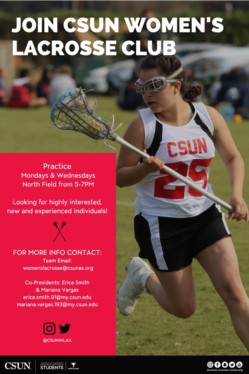 csunwlax's tweet image. Sports-A-Palooza is in T-1 day(s) come out &amp;amp; meet us tomorrow! We’ll be tabling along with other sport clubs from 10AM-2PM, hope to see y’all there 💪🏼❤️🖤