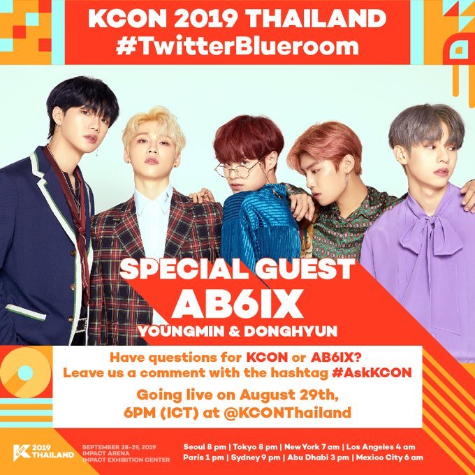withAB6IX_TH's tweet photo. แขกรับเชิญพิเศษของช่วง #TwitterBlueroom ประจำงาน #KCON2019THAILAND สัปดาห์นี้คือยองมินและดงฮยอนค่าา🎉🎉 หากใครมีคำถามสามารถฝากคำถามผ่านแฮชแท็ก #AskKCON (อย่าลืมปลดล็อกทวิตเตอร์นะ!😆) พบกันพรุ่งนี้เวลา 18:00 ที่ @KCONThailand
#AB6IX #KCON19TH #อิมยองมิน #คิมดงฮยอน https://t.co/PmnE0WGiSr