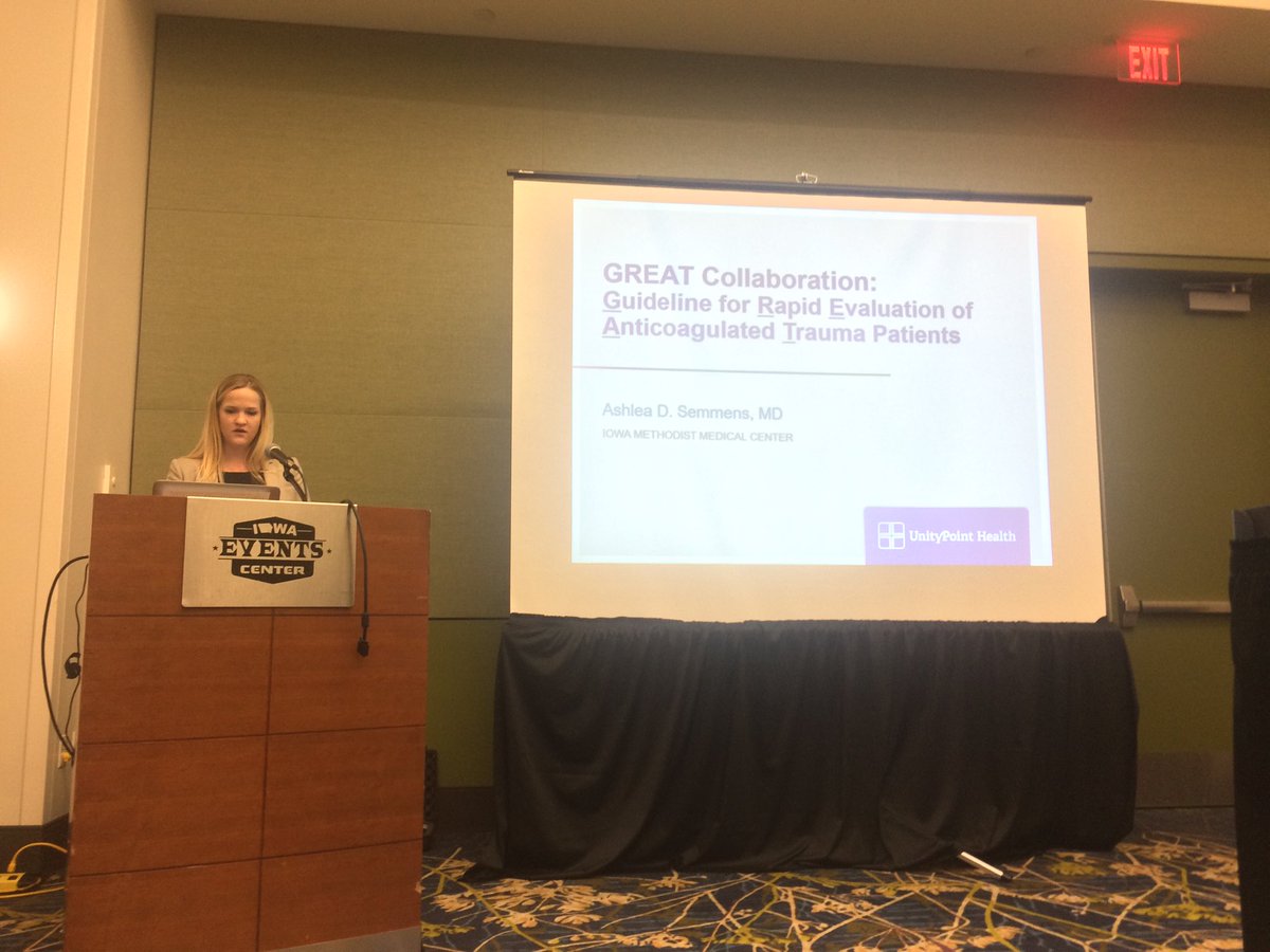 IMMC_SurgEd's tweet photo. Very proud to see our residents Dr. Ashlea Semmens &amp; Dr. Chris Vogl presenting their research from ⁦@IMMC_Trauma⁩ at the Iowa ⁦@ACSTrauma⁩ competition during #IATrauma19 today. Great work! https://t.co/zi6fsz1yad