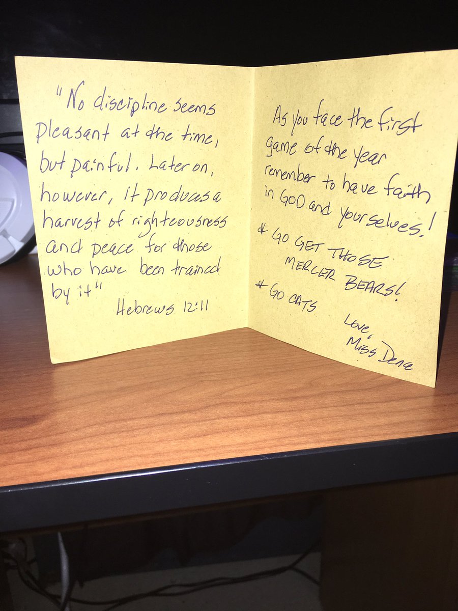 I’d like to take a moment to thank @Denaskinner for the encouragement card. truly means a lot and for the we will give our 100% every Saturday 🤘🏾#gocats