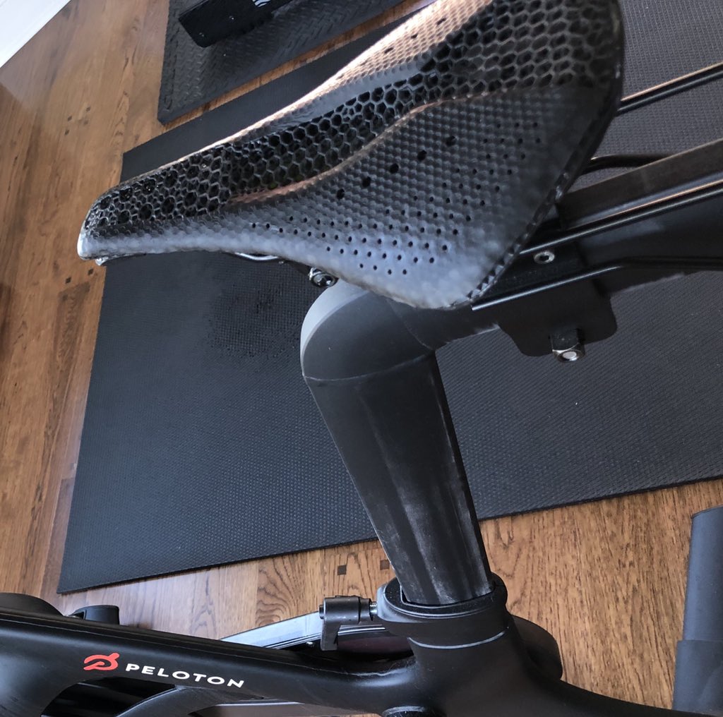 Joseph_DeSimone's tweet photo. I had the chance to try various versions of the @iamspecialized 3D-printed lattice bike saddle made by @Carbon using #DigitalLightSynthesis and high performance elastomers.  #CraftedByCarbon.  Superior performance on my mountain bike and on my @onepeloton ! https://t.co/v8cIKMGnr0