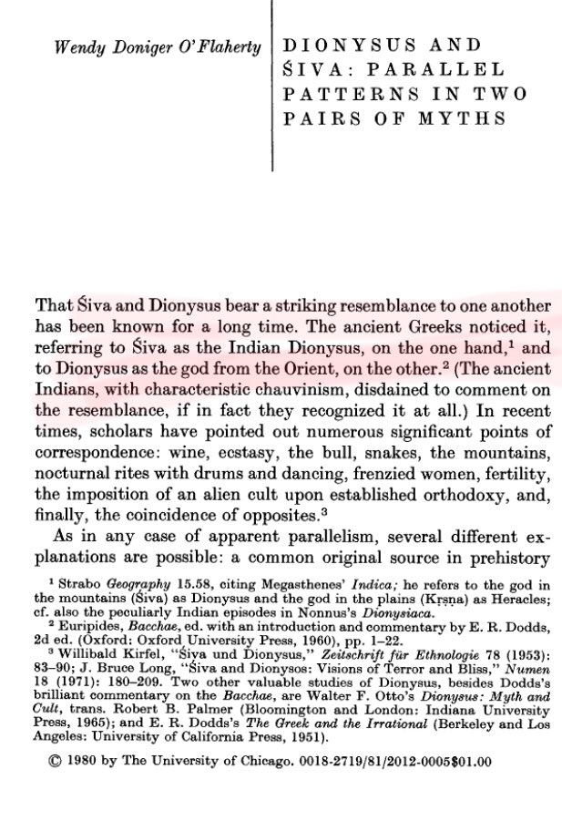24/n Right from the time of Greek Invasion,westerners hv been fancied to call”Dionysus”&Shiva same just to justify “Aryan Tourism Theory “ cc  @IndianInterest Here is one such eg by Wendy D, though  @devduttmyth keeps blaming Indians for same. Read paper  https://www.jstor.org/stable/1062337 