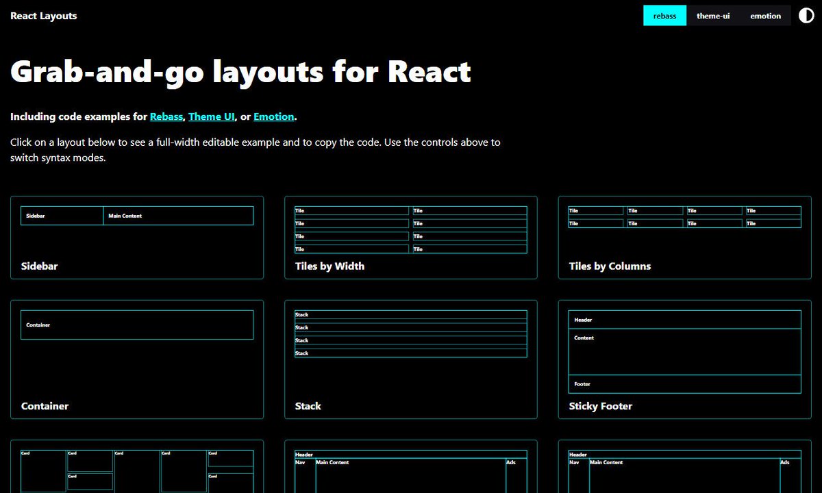 Devcide1's tweet photo. React Layouts
#controls #rebass #grabgolayoutsreactincludingcodeexamples #themeui #emotion #development
via https://t.co/aoTLpAIEfJ
β https://t.co/Be2U6yLpEN https://t.co/HJofu3K5lR