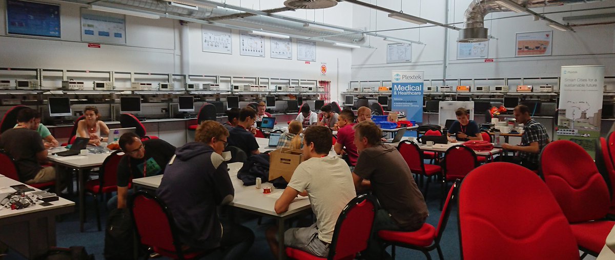 Plextek's tweet photo. And we're off!! The @Plextek #makeathon2019 has started! Junior engineers through to senior consultants are working on 5 projects in 1 day all designed to improve our lives and planet in the future. Great challenges and lots of fun tinkering with tools!
#CreateTheFuture https://t.co/uiPkzxGwnL