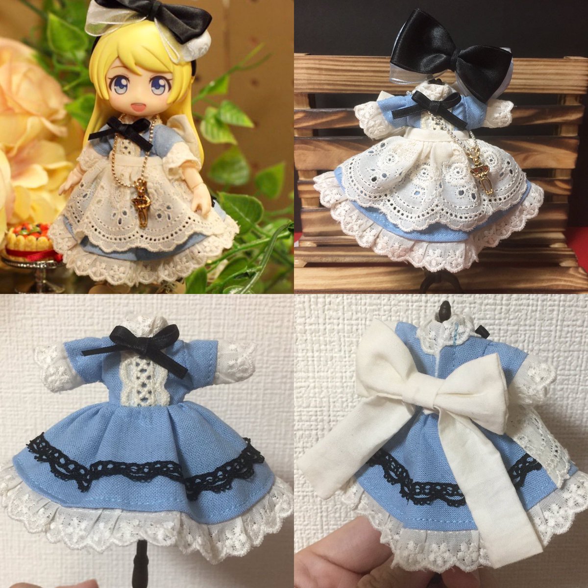 sesameyoi's tweet photo. 【お品書き①】
9/1アイドール名古屋（B18）のお品書きです。
ツリーに繋げますのでよろしくお願いします。

『アリスセット』
カチューシャ、ワンピースドレス、エプロン、パニエ、チャーム、シマシマ靴下の6点セット（￥5.000）
オビツ11、ねんどろいどどーる両サイズ対応。

#アイドール名古屋 https://t.co/uAf1uvc2f7