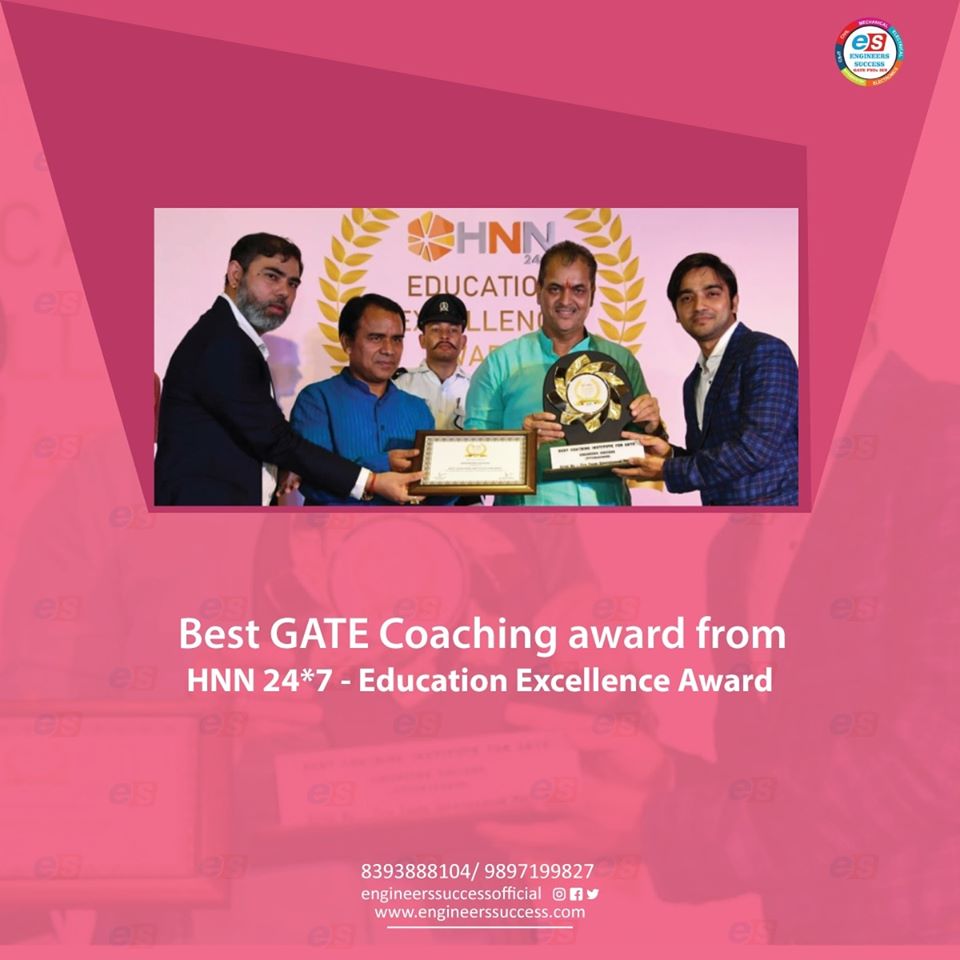 esgatecoaching's tweet photo. 🥇PROUD moment for whole #ES Group #Education_Excellance_Award
We have won the award for Best GATE &amp; SSCJE COACHING 👨🏻‍💻🥇🥇 🏆🏆 by Hon. #HNN24*7
👉We Proudly stand today as biggest and fastest growing group of Engineers having students in each and every corner of Country..
#GATE https://t.co/4GYFrURBXf