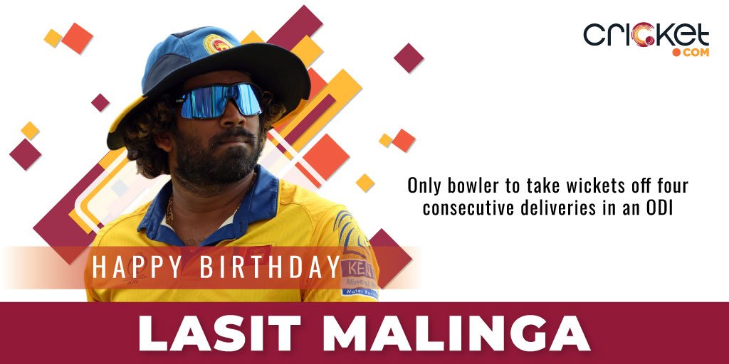 1 0 1 Test wickets
3 3 8 ODI wickets
9 7 T20I wickets
1 Legend

Happy Birthday, Lasith Malinga! 