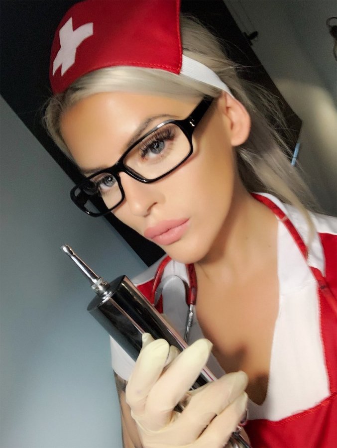 Ladyboy glasses nurse street