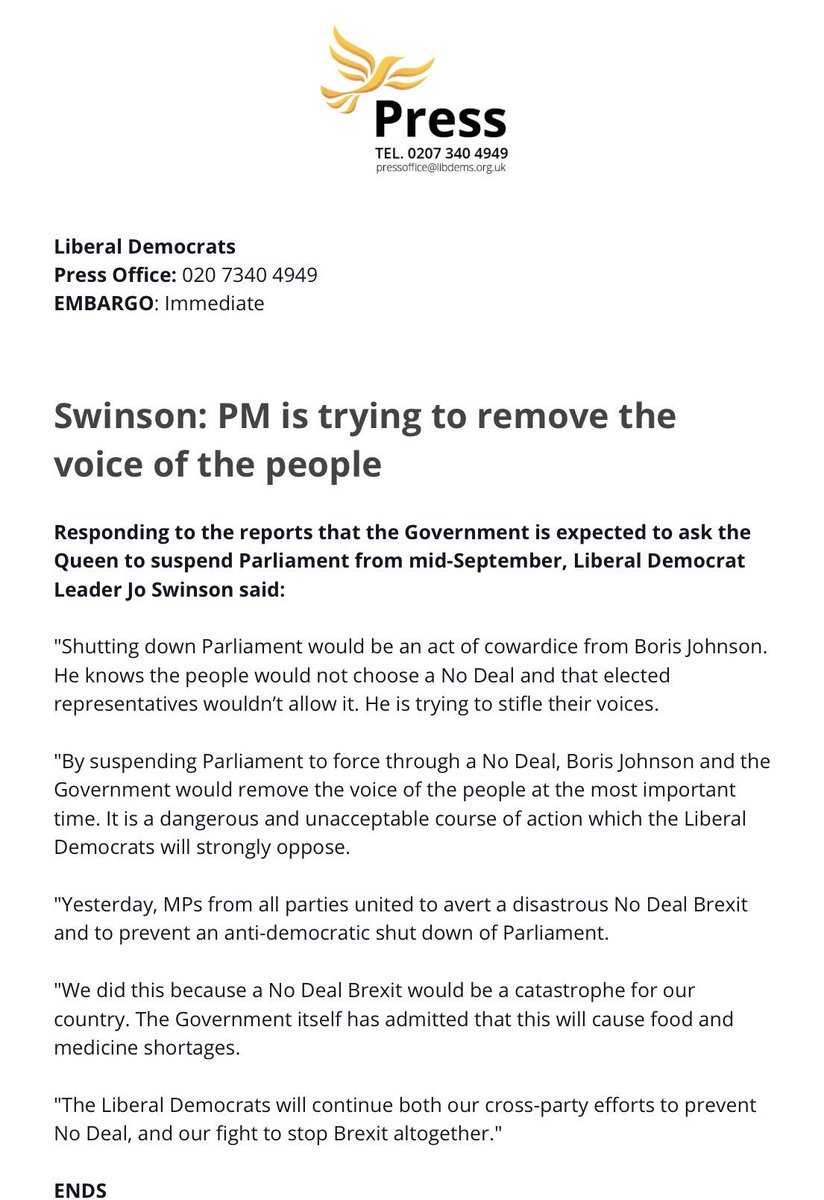 LibDemComms's tweet photo. .@joswinson on Boris Johnson’s latest attempt to deceive parliament and force a no-deal 🙄 https://t.co/olZnKV5J6v