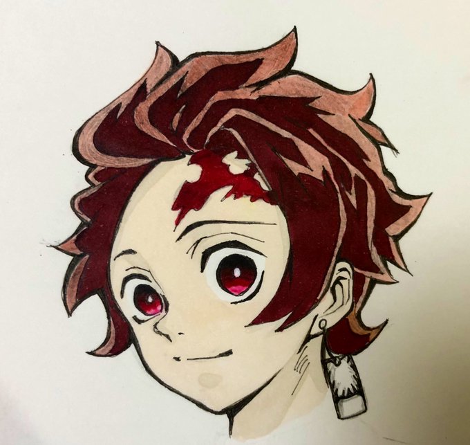 あさんがTwitterに投稿した竈門炭治郎(鬼滅の刃)のイラスト。