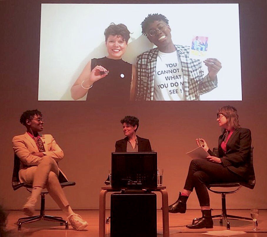 sarahjane_moon's tweet photo. Chatting with Sadie Lee & @Dr_Ronx for Queer Perspectives @NPGLondon earlier this month about painting and visibility. Huge thanks to Sadie for inviting us & the NPG for hosting! #BPPortrait #LGBTQI #queerperspectives #DrRonx #portraiture #portraitpainting https://t.co/NkOaOmSzHk
