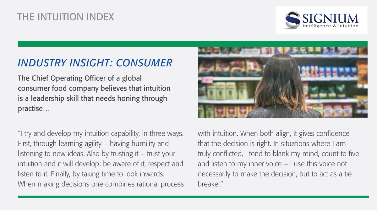SigniumSpeaks's tweet photo. “Intuition is a leadership skill that needs honing through practice.” Read our intuition report now: https://t.co/wLKymPsOIk #IntuitionIndex #ExecSearch #ExecResearch https://t.co/vgbvjUfA8L