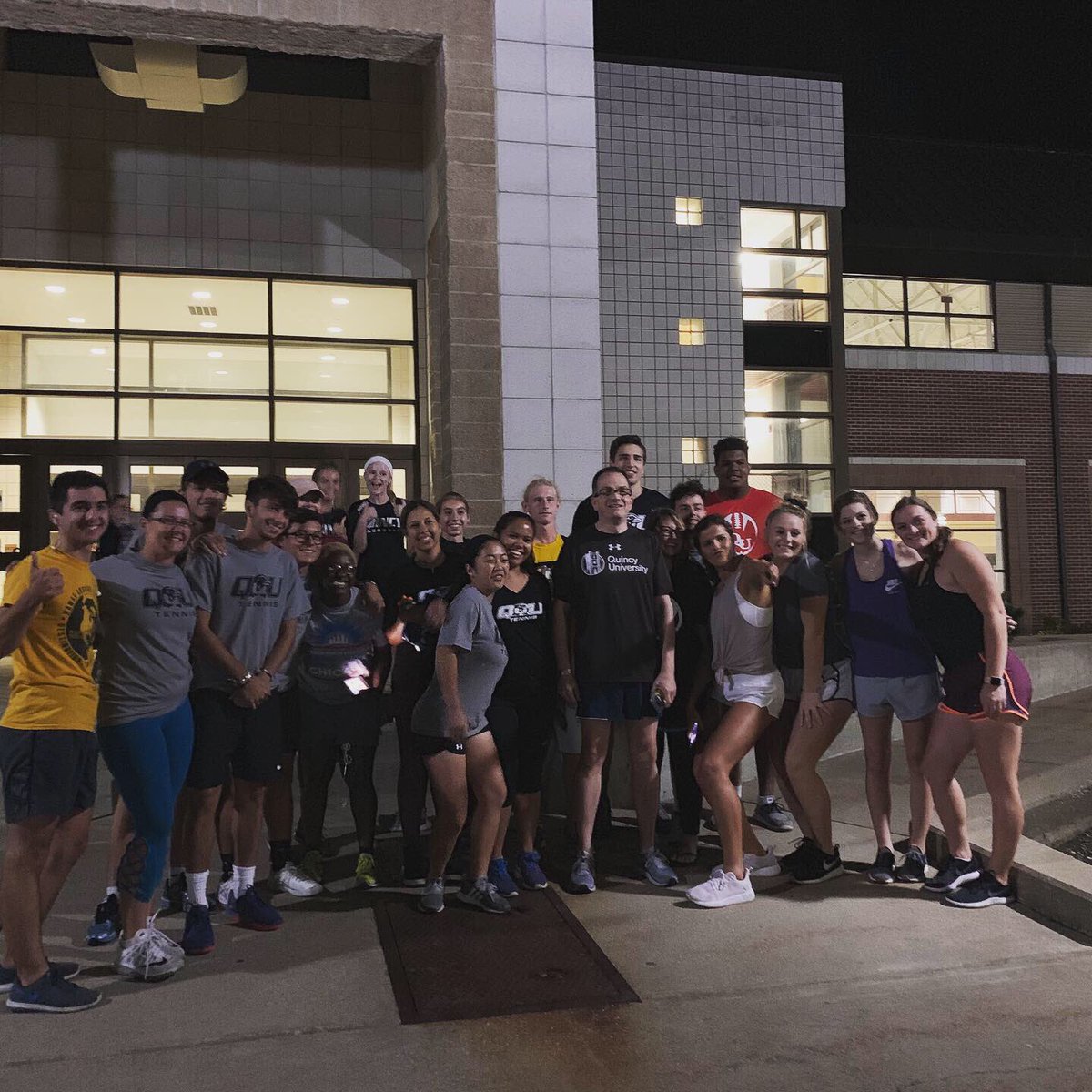 HawkQu's tweet photo. Two amazing events! Miles with McGee was a total success and those pancakes went like Hot Cakes! Thanks again to our President for letting us run with you! #greatnighttobeahawk https://t.co/pVlx9lVZCX
