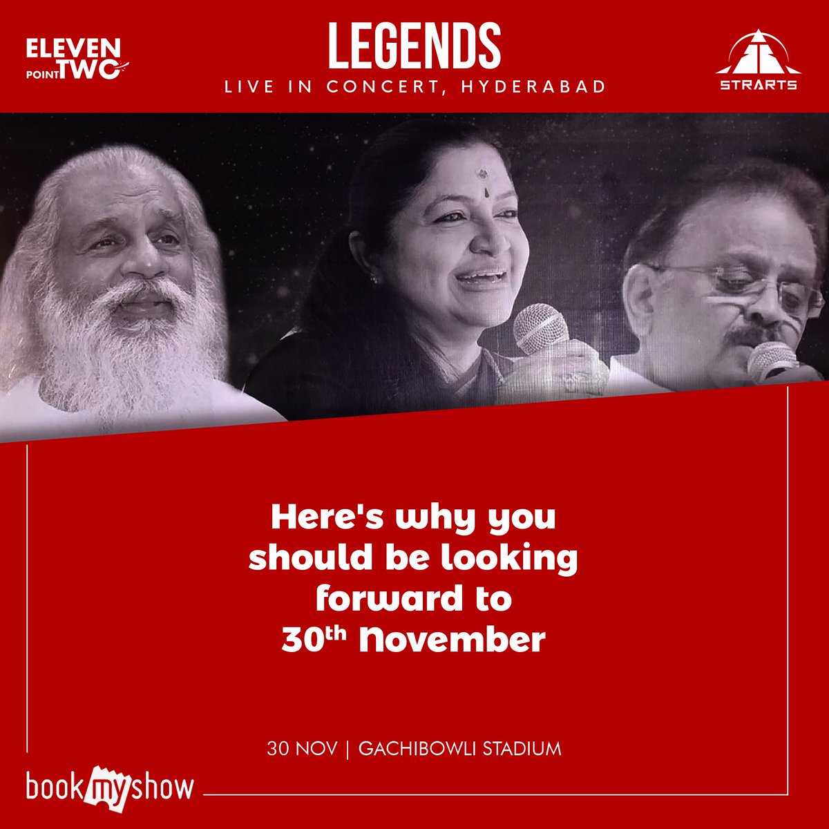 StrartsWorld's tweet photo. Are you ready for the experience of a lifetime? Watch India's most renowned artists LIVE on stage on the 30th of November in #Hyderabad!
#Strarts #Platform #ArtEnthusiasts #Events #StayTuned #Live #LegendsLiveConcert #PressMeet #KSChithra #SPBalabalasubramanyam #Yesudas https://t.co/8X8zqaI3z6