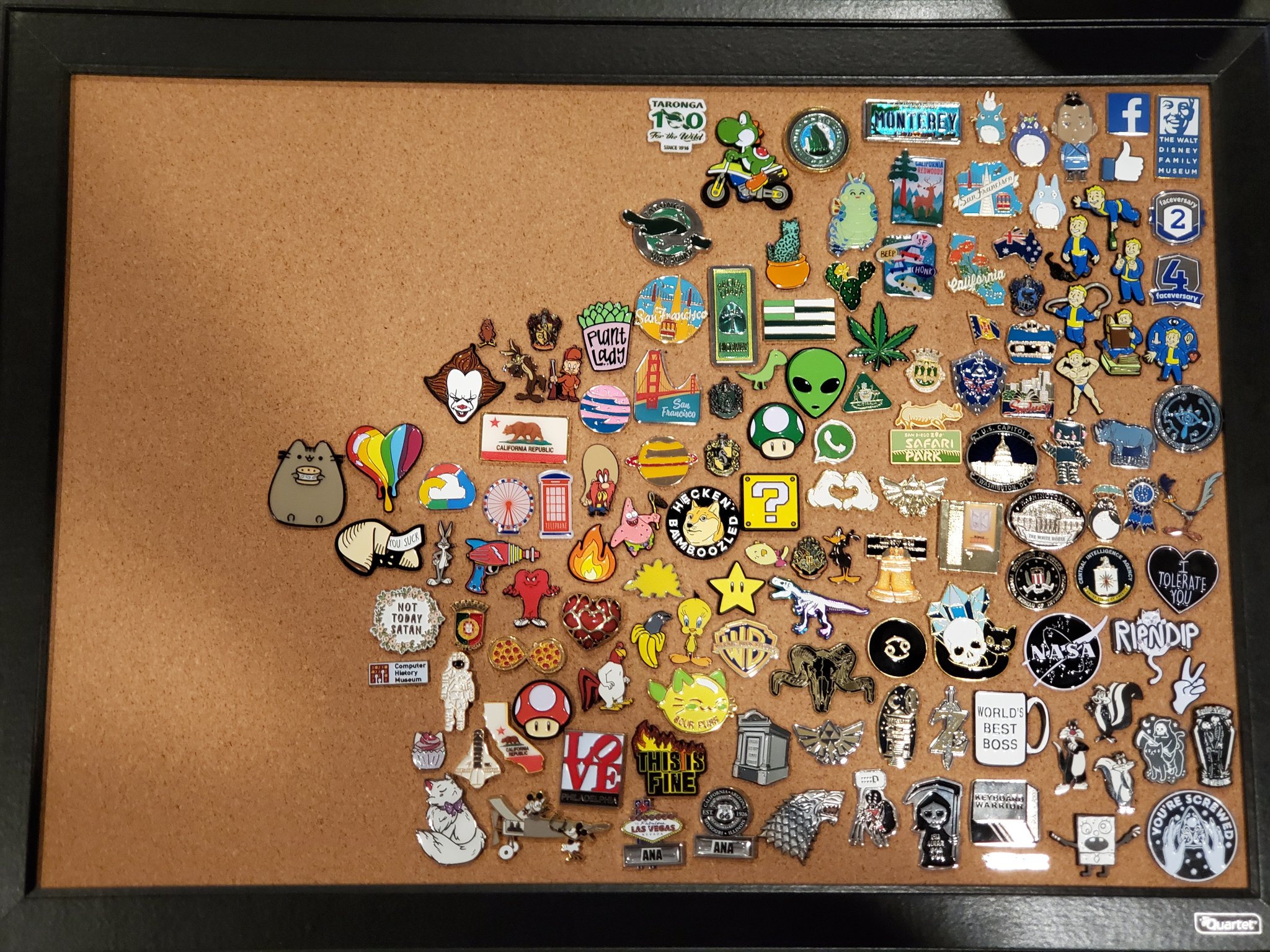 Sebastian on X: Got a cork board and did an initial pass at organizing my  pins. Happyish with the way it turned out!  / X