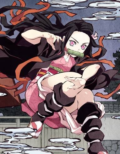 AnimeSquareさんがTwitterに投稿した竈門禰豆子(鬼滅の刃)のイラスト。